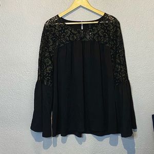 Lane Bryant Babydoll Lace Bell Sleeve Blouse